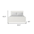 White Shiplap Texture Solid Wood Queen Bed Frame  Warm Home View