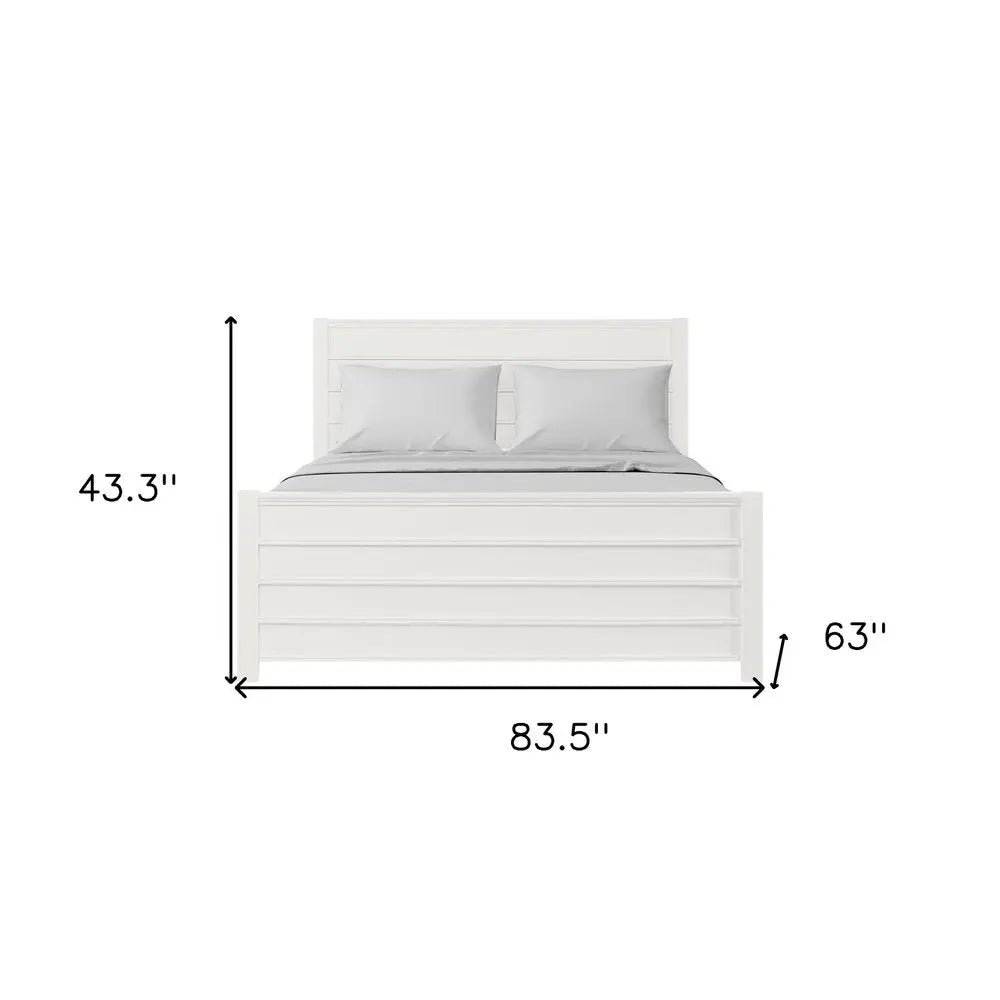 White Shiplap Queen Bed - White Solid Wood - 1 Piece  Warm Home View