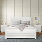 White Shiplap Queen Bed - White Solid Wood - 1 Piece  Warm Home View