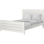 White Shiplap Texture Solid Wood Queen Bed Frame  Warm Home View