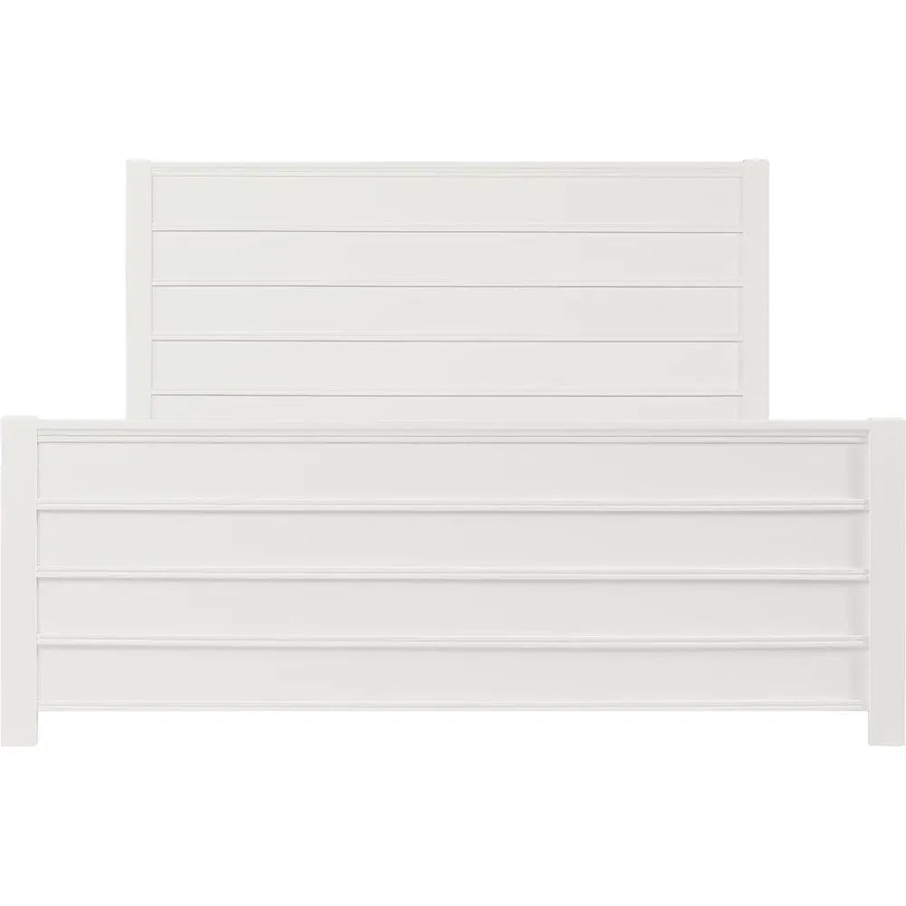 White Shiplap Queen Bed - White Solid Wood - 1 Piece  Warm Home View