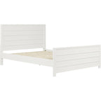 White Shiplap Texture Solid Wood Queen Bed Frame  Warm Home View