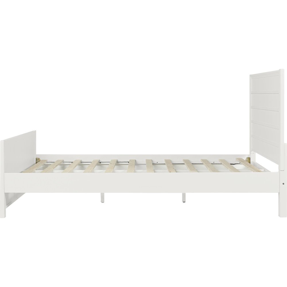 White Shiplap Texture Solid Wood Queen Bed Frame  Warm Home View