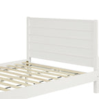 White Shiplap Texture Solid Wood Queen Bed Frame  Warm Home View