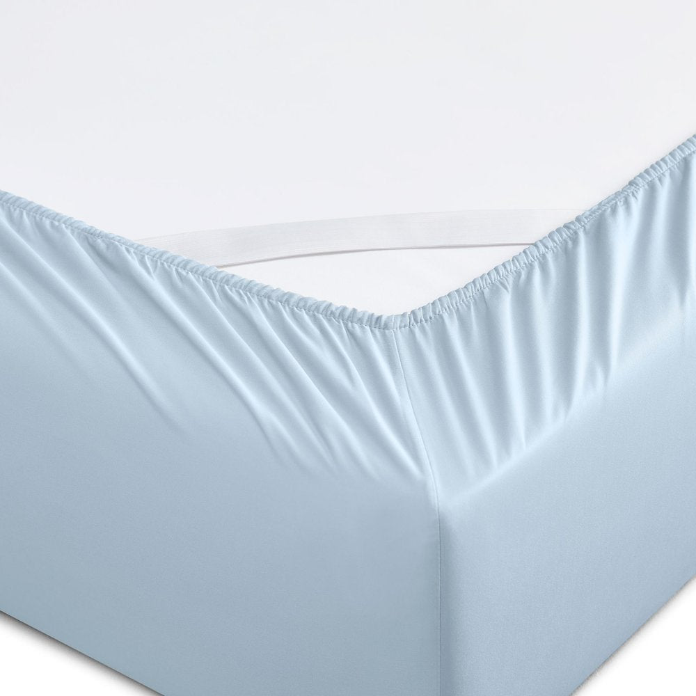 Six Piece Powder Blue Tencel Lyocell King Sheet Set  Warm Home View