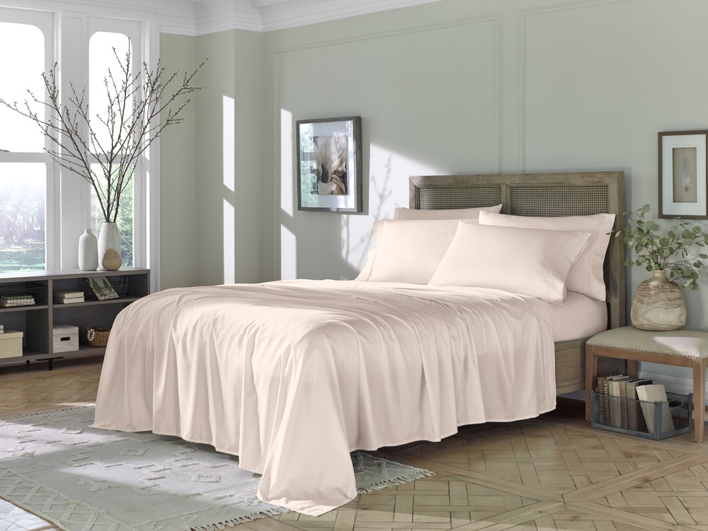 Six Piece Blush Tencel Lyocell King Sheet Set  Warm Home View