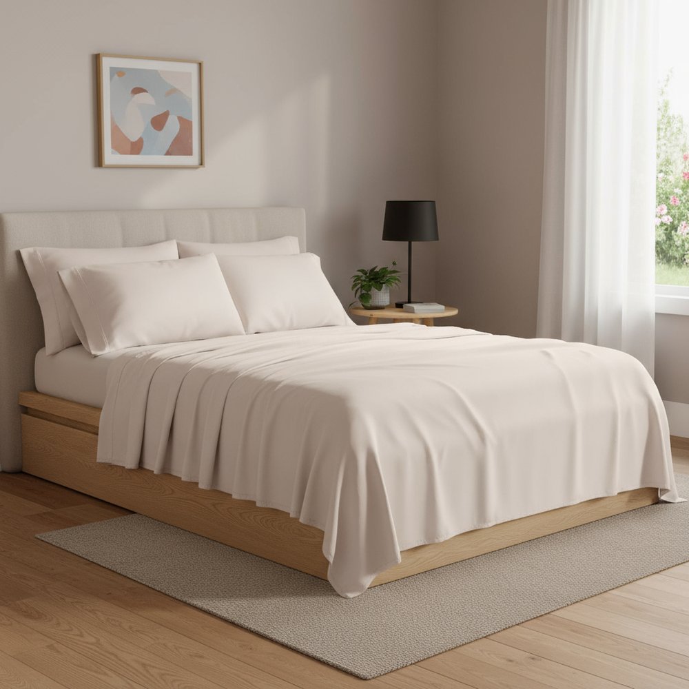 Six Piece Blush Tencel Lyocell King Sheet Set  Warm Home View