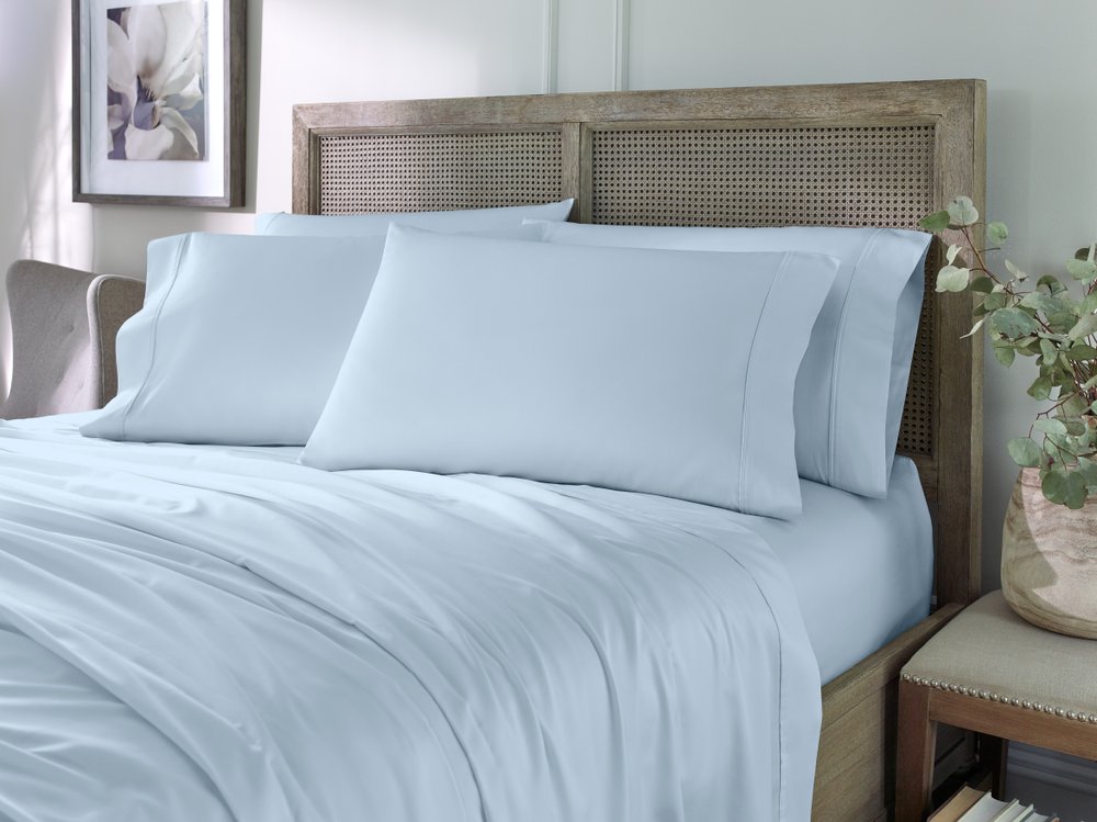 Six Piece Powder Blue Tencel Lyocell Queen Sheet Set  Warm Home View