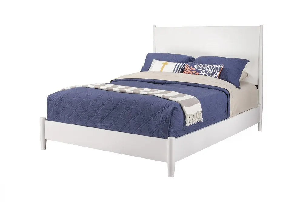 White Solid Wood King Bed - White Mahogany - 1 Piece  Warm Home View