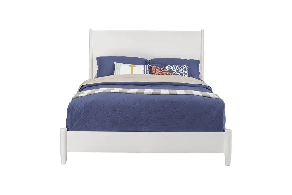 White Solid Wood King Bed - White Mahogany - 1 Piece  Warm Home View