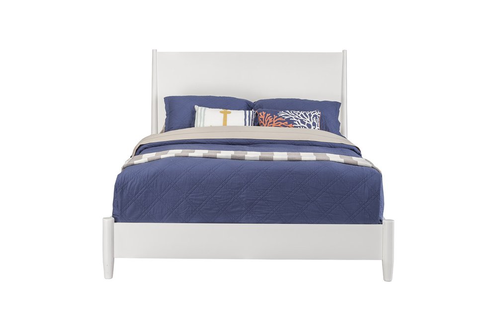 White Solid Wood King Bed Frame  Warm Home View