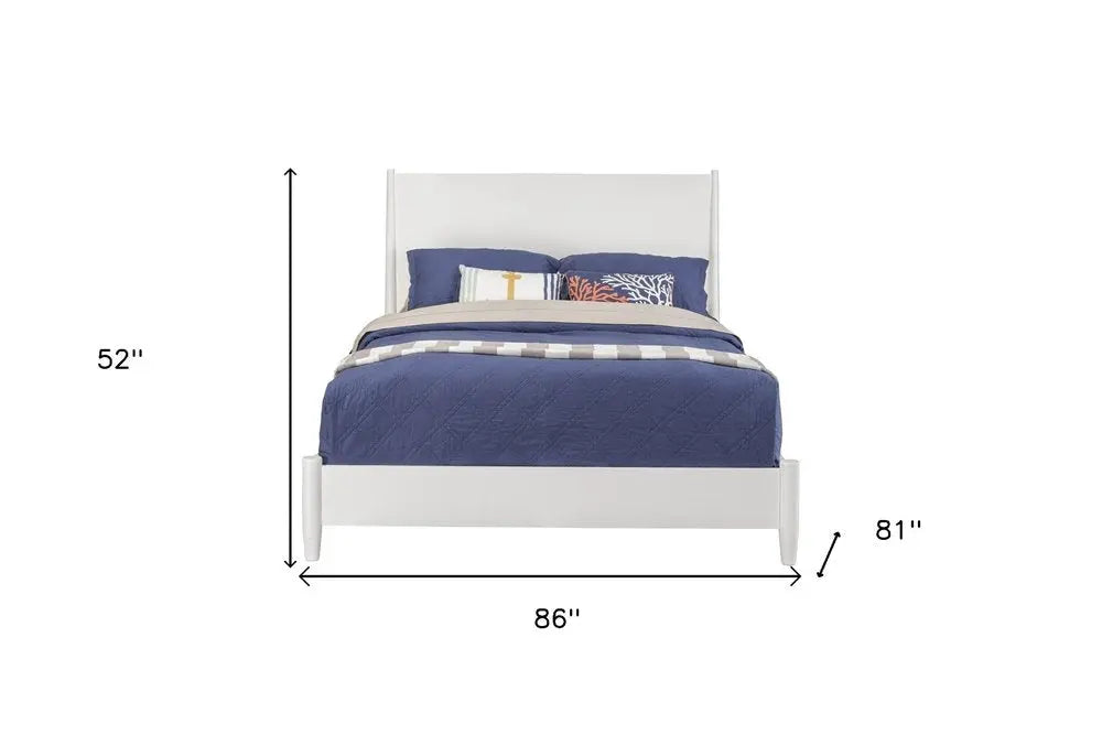 White Solid Wood King Bed - White Mahogany - 1 Piece  Warm Home View
