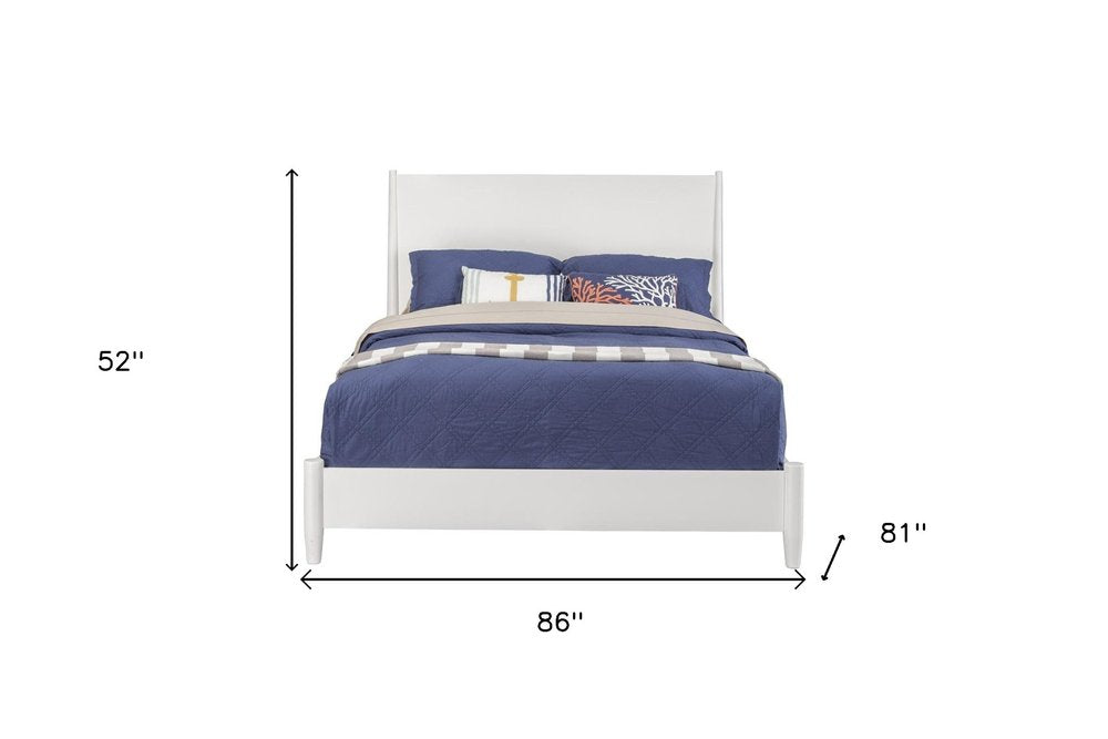White Solid Wood King Bed Frame  Warm Home View
