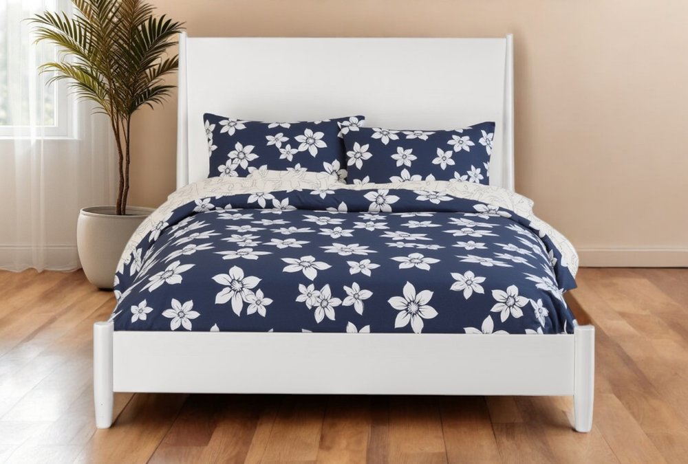 White Solid Wood King Bed Frame  Warm Home View