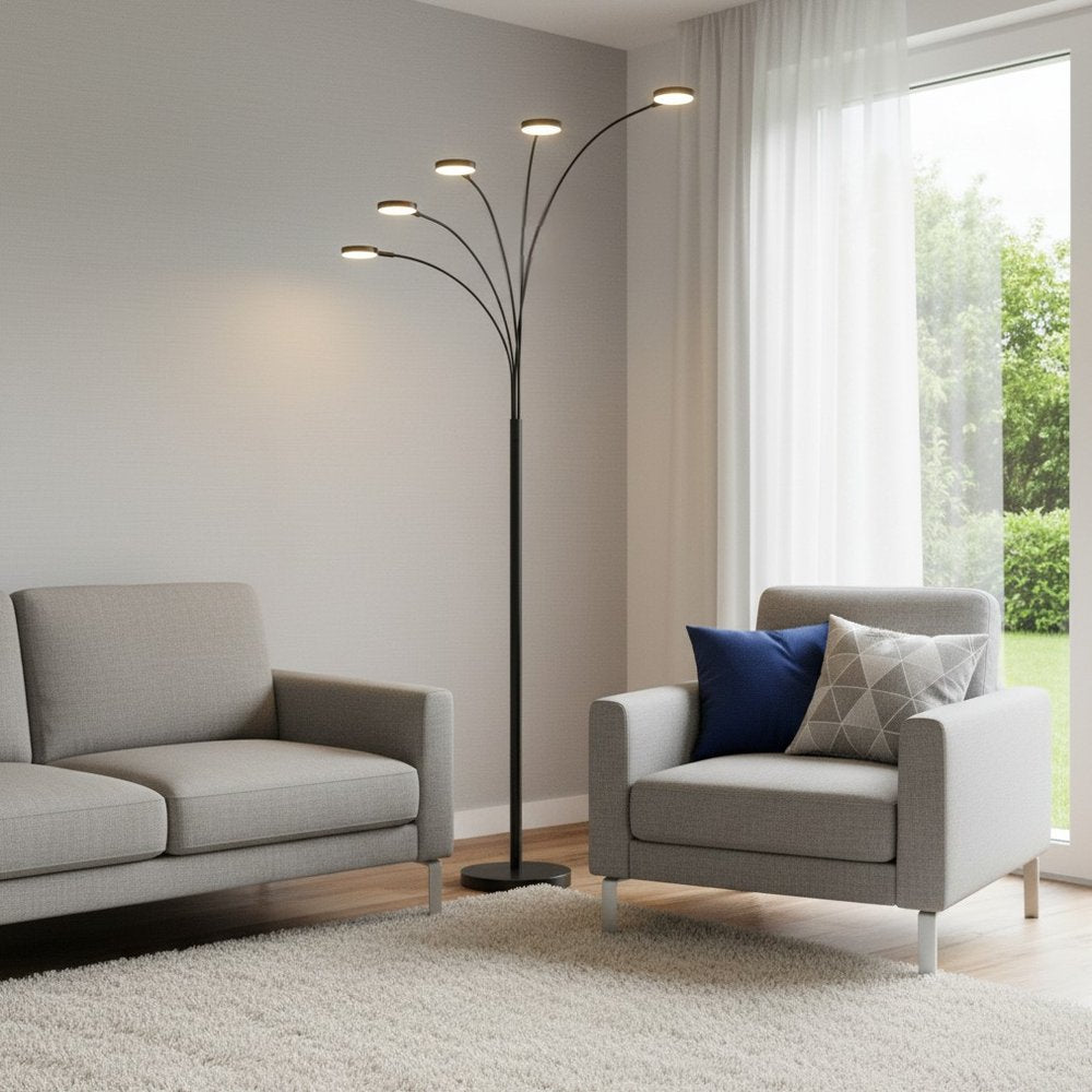 82" Bronze Five Light Led Arc Floor Lamp  Warm Home View
