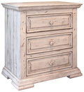 32" White Solid Wood Three Drawer Nightstand  Warm Home View