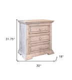 32" White Solid Wood Three Drawer Nightstand  Warm Home View
