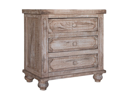 31" Brown Solid Wood Three Drawer Nightstand  Warm Home View