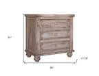 31" Brown Solid Wood Three Drawer Nightstand  Warm Home View