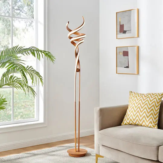 Munich LED Wood 63" Floor Lamp // Dimmable  Warm Home View