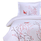White And Red Queen Cotton Washable Duvet Cover Set With Two Shams  Warm Home View