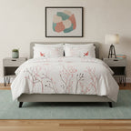 White And Red Queen Cotton Washable Duvet Cover Set With Two Shams  Warm Home View