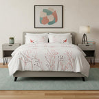 White And Red Queen Cotton Washable Duvet Cover Set With Two Shams  Warm Home View