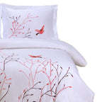 White And Red Queen Cotton Washable Duvet Cover Set With Two Shams  Warm Home View