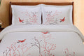 White And Red Queen Cotton Washable Duvet Cover Set With Two Shams  Warm Home View