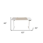 Adjustable Natural and White Wood and Stainless Steel Rolling Computer Desk  Warm Home View