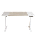 Adjustable Natural and White Wood and Stainless Steel Rolling Computer Desk  Warm Home View