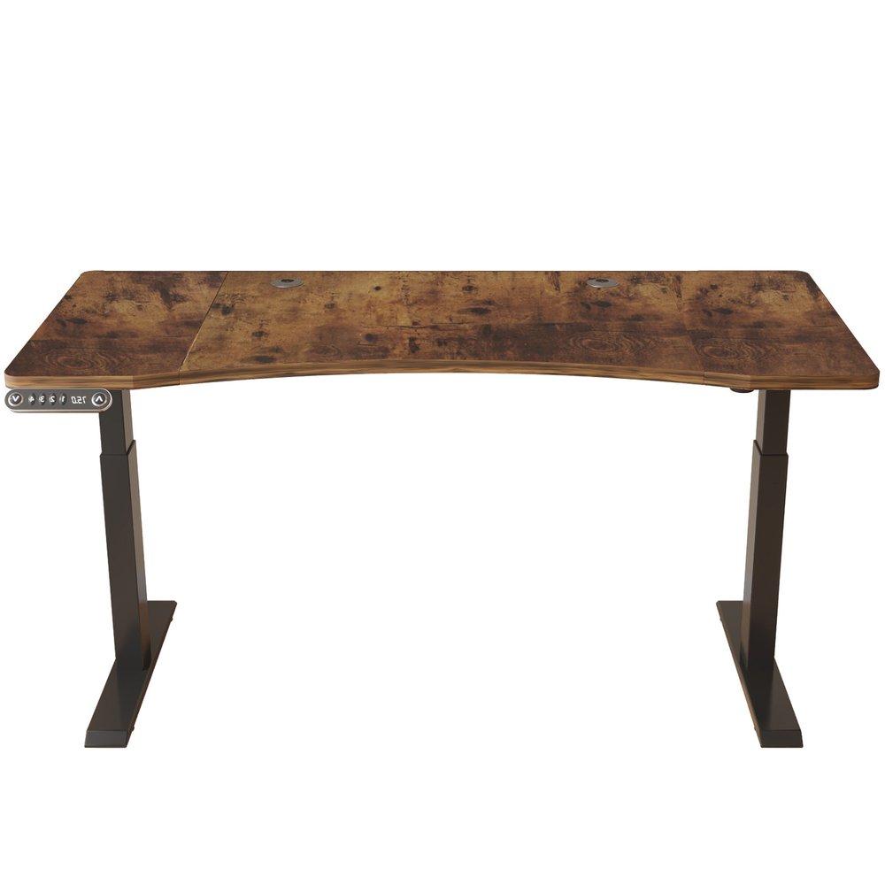 Adjustable Brown and Black Wood and Stainless Steel Rolling Standing Desk  Warm Home View
