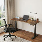 Adjustable Brown and Black Wood and Stainless Steel Rolling Standing Desk  Warm Home View