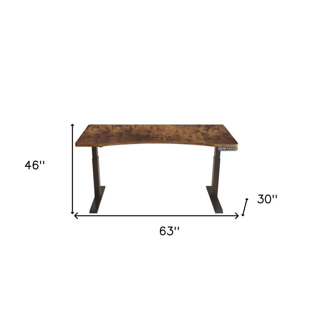 Adjustable Brown and Black Wood and Stainless Steel Rolling Standing Desk  Warm Home View