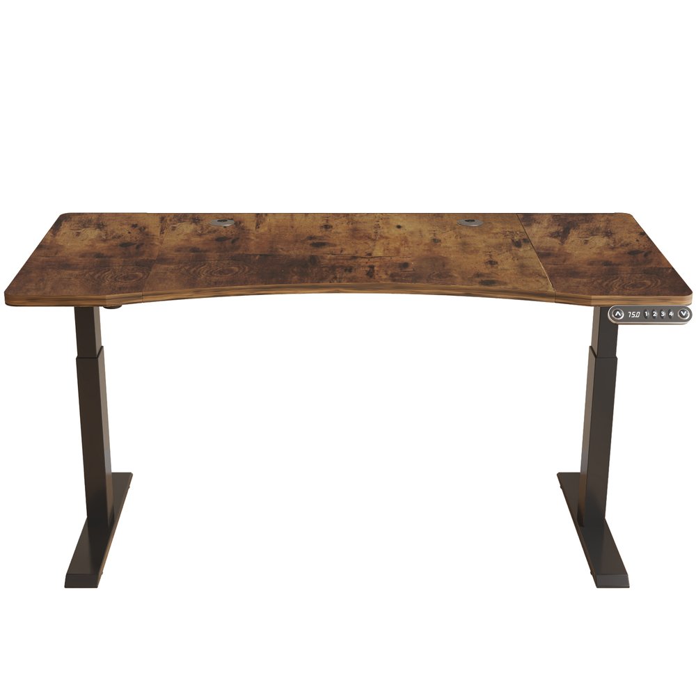 Adjustable Brown and Black Wood and Stainless Steel Rolling Standing Desk  Warm Home View