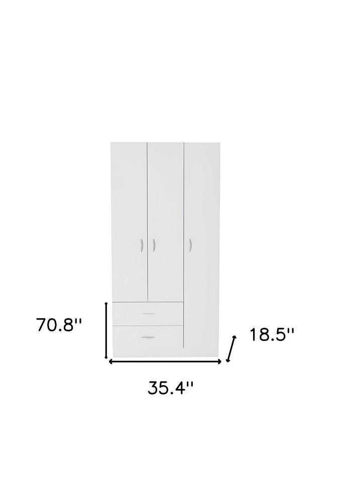 71" White Three Door Two Drawer Combo Dresser  Warm Home View