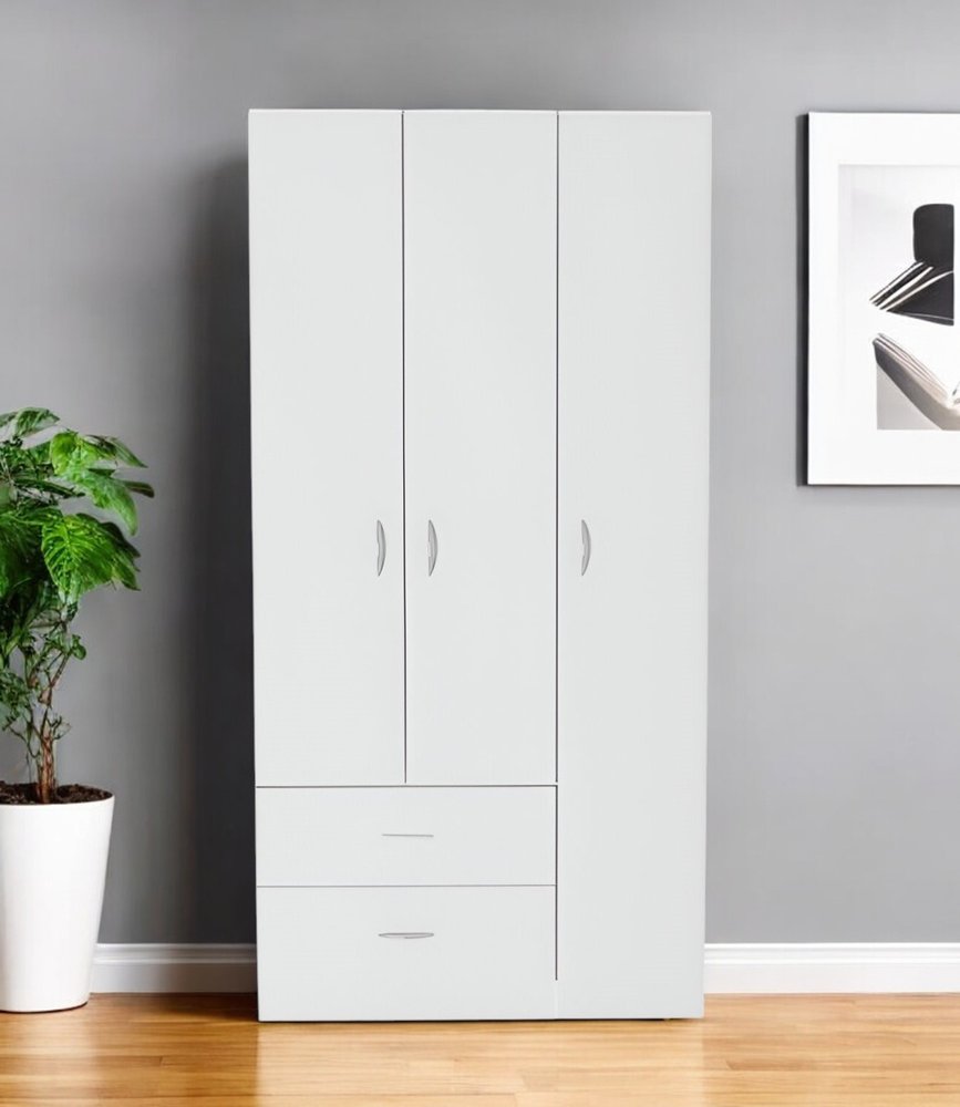 71" White Three Door Two Drawer Combo Dresser  Warm Home View