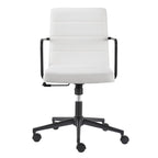White and Black Steel and Faux Leather Adjustable Swivel Rolling Office Chair  Warm Home View