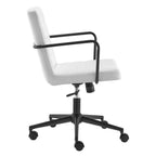White and Black Steel and Faux Leather Adjustable Swivel Rolling Office Chair  Warm Home View