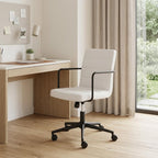 White and Black Steel and Faux Leather Adjustable Swivel Rolling Office Chair  Warm Home View