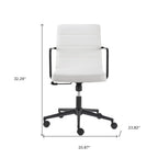 White and Black Steel and Faux Leather Adjustable Swivel Rolling Office Chair  Warm Home View