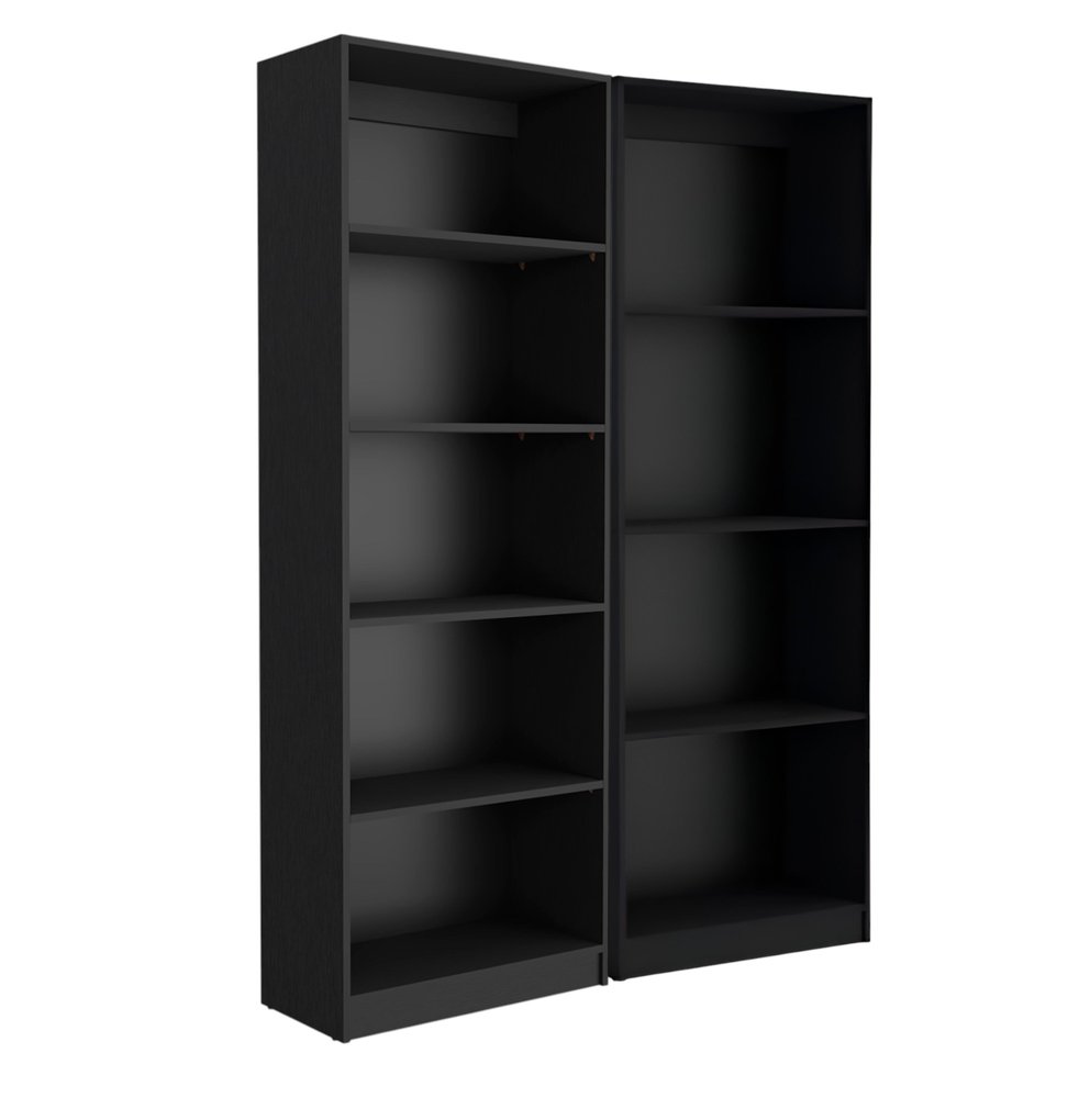 Set of Two Black Wood Multi Tier Bookcases  Warm Home View