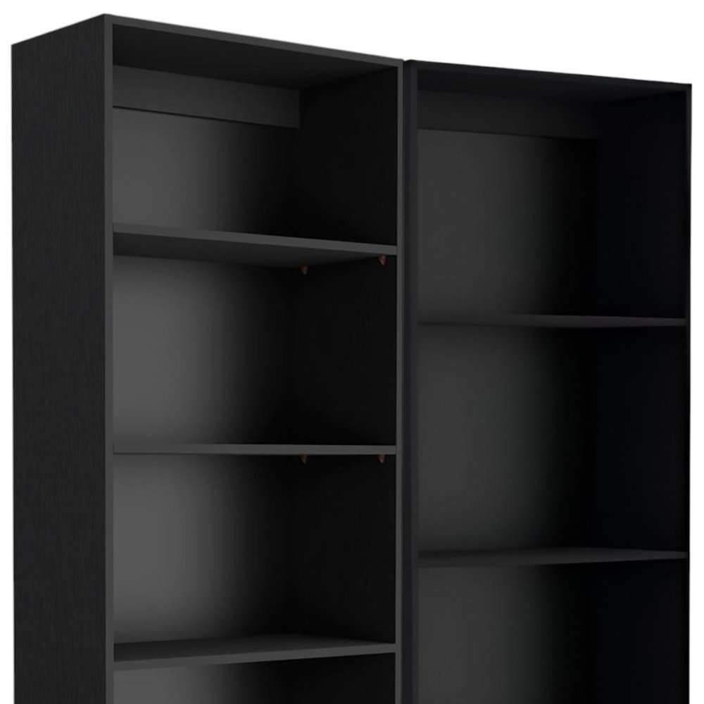 Set of Two Black Wood Multi Tier Bookcases  Warm Home View