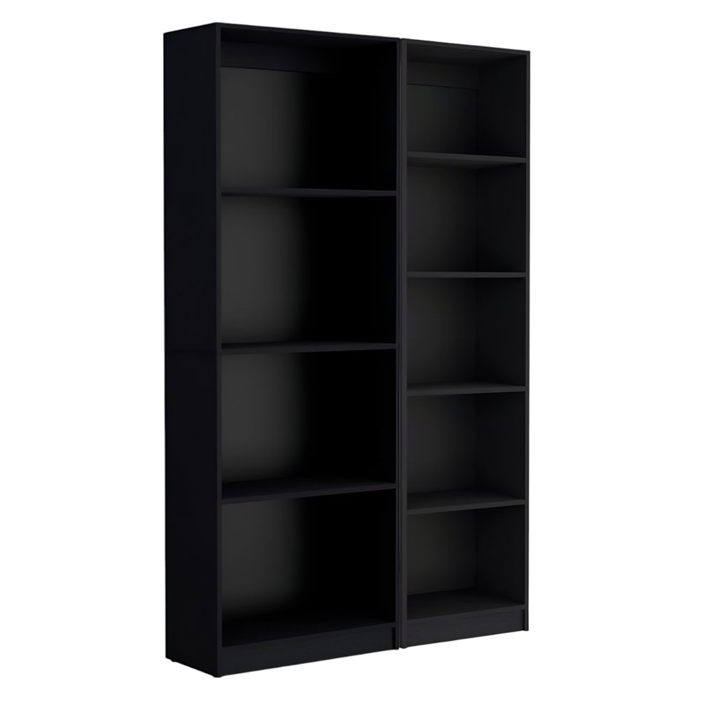 Set of Two Black Wood Multi Tier Bookcases  Warm Home View