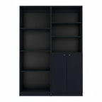 Set of Two 71" Black Bookcase With Two Doors  Warm Home View