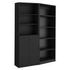 Set of Two 71" Black Five Tier Bookcase With Two Doors  Warm Home View