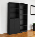 Set of Two 71" Black Five Tier Bookcase With Two Doors  Warm Home View