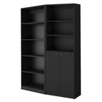 Set of Two 71" Black Five Tier Bookcase With Two Doors  Warm Home View
