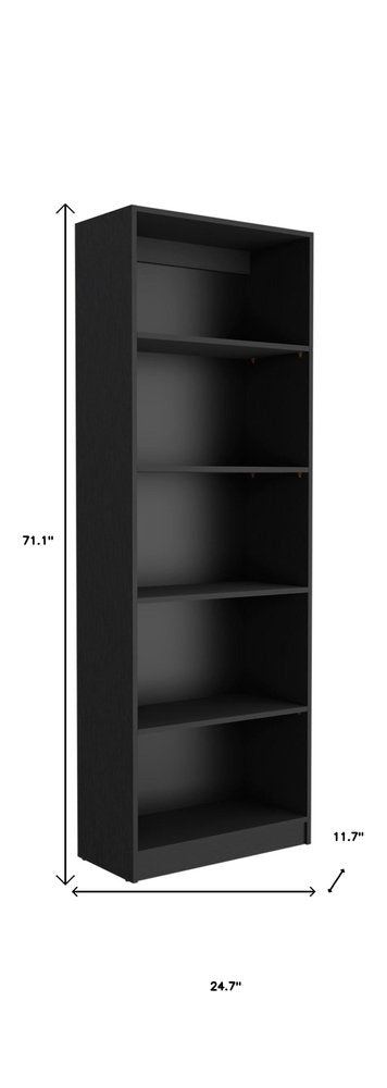 Set of Two 71" Black Five Tier Bookcase With Two Doors  Warm Home View