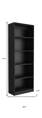 Set of Two 71" Black Five Tier Bookcase With Two Doors  Warm Home View